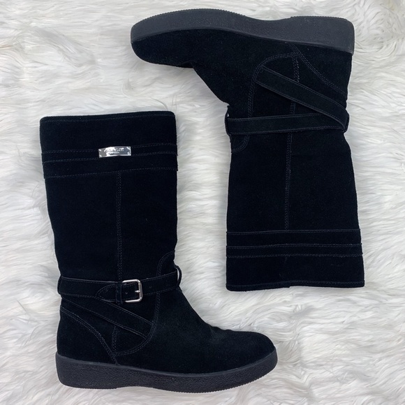 Coach Tallulah Suede Shearling Sherpa Lined Snow Winter Boot Black Size 8.5